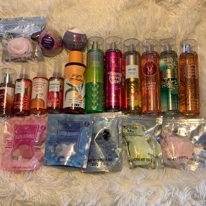 Bath & Body works Fragrance mists and bath bombs from b&b and pharmacy purchase